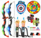 VATOS 2 Pack Bow and Arrow Toy with LED Light - 4 in 1 Archery & Dart Game Set with 20 Suction Cup Arrows, Shark Glow Target & Dart Board - Indoor/Outdoor Birthday Gift for Kids Boys Girls Ages 5-12