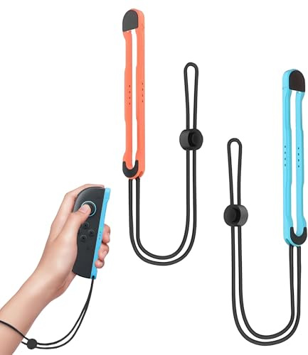 CHENNAN 2 piezas Correa de muñeca para Switch 2 Correa para mando de videojuegos Agarres para Correa de Deportes de para Switch 2 Accesorios Controlador para Joycon Fácil instalación (naranja y azul)