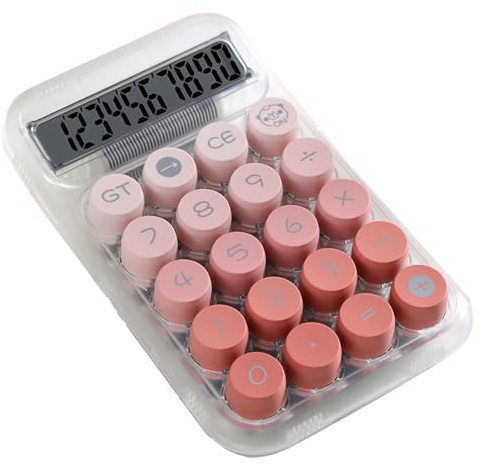 Netter Desktop -Taschenrechner, Schreibtisch niedlicher rosa Taschenrechner mit großen Tasten, mechanische Digitale Digitale Display einfache grundlegende Schreibtischrechner für (Rosa)