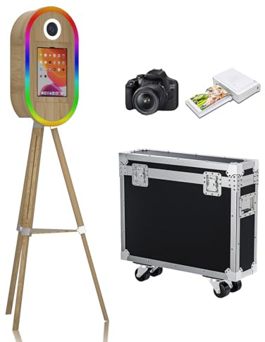Photo Booth Kompatibel mit iPad 25.9 cm-33.0 cm und Kamera, Photo Booth für iPad mit Flight Case & Sofortdruck, Photo Booth Maschine für Mietpartys Events (Photo Booth + Drucker + Kamera)