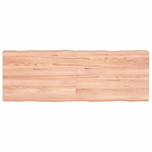 Bucmath Tischplatte 140x50 cm, Massivholz Eiche, lackiert, Baumkante, DIY-Schreibtischplatte, Computer-Arbeitsplatte, Ersatzplatte für Esstisch, Natur, robust