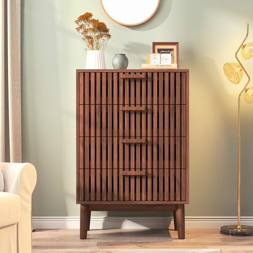 HFASD Kommode Mit 4 Schubladen, Schrank Kommoden Sideboards Holz Mit Griff Und Beinen, Schrank 60 cm Breit, Moderne Kommode Für Schlafzimmer Wohnzimmer Flur Büro