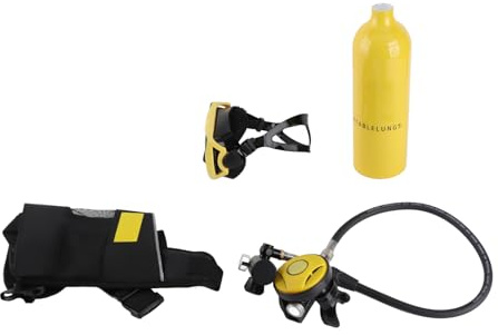 Cryfokt DIDEEP Mini Bouteille de Plongée 1 L avec Soupape de Décharge et Lunettes – Réservoir de Respiration sous-Marine Professionnel pour Plongeurs Adultes, 3000 Psi – 132 Temps de Respiration