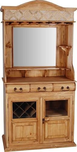 MiaMöbel Barschrank Mexico Möbel 98x193x52 cm Landhausstil Massivholz Pinie Honig