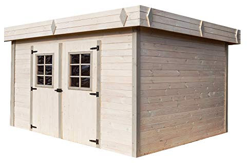 habrita – habrita – Blockbohlen Gartenhaus massiven – Flachdach – 13,47 M²