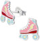 JAYARE Kinder Ohrringe Mädchen Rollschuh Ohrstecker Silber 925 Sterling Stecker Skater rosa-pink Geschenke für Mädchen im Geschenketui