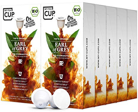 My Tea Cup - TEEKAPSELN EARL OF GREY 10 x 10 KAPSELN I BIO-SCHWARZTEE I 100 Kapseln für Nespresso®³-Kapselmaschinen I 100% industriell kompostierbar & nachhaltig – 0% Aluminium…