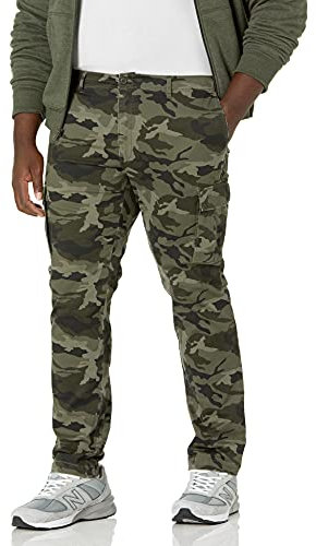Amazon Essentials Pantalon Cargo Stretch, Coupe Droite (Grandes Tailles Disponibles) Homme, Vert Camouflage, 28W / 28L