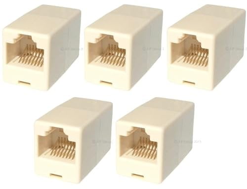 rhinocables Cat5e RJ45 Coupler, Female to Female Ethernet Coupler and Joiner for Internet Cable Leads, Cat5 Ethernet Connector to Join Cables (5)
