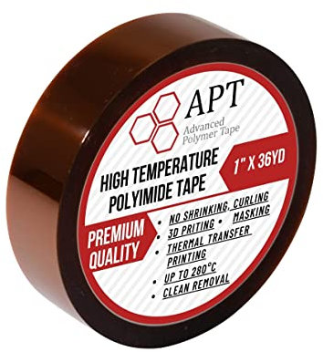 APT, 1 mil Thick Polyimide Adhesive Tape, high Temperature and Heat Tape, for Masking, Soldering, Electrical, 3D printer Application. (1(25.45mm) x 33m)