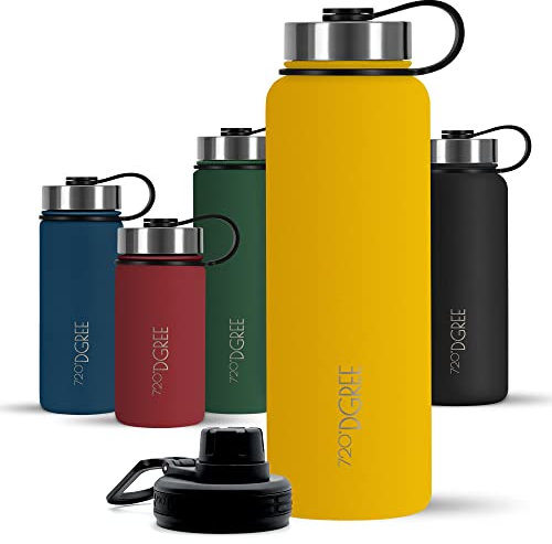 720°DGREE Bouteille Isotherme noLimit – 410ml | Gourde en acier inoxydable d'eau, thé, café, jus, boisson chaud ou froid | Premium de Isolée sous vide + GRATIS Sport Couvercle