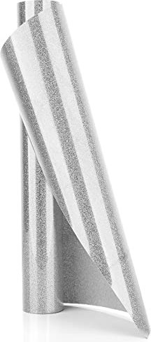 YURROAD 40 X 12 Inches Silver Glitter HTV Vinyl Roll Iron On Vinyl Heat Transfer Vinyl Bundle Heat Press Vinyl for T-shirts Bags Hats or Other Fabrics (Silver)