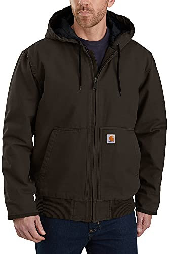 Carhartt Herren Loose Fit Washed Duck Insulated Active Jacket Work Utility Oberbekleidung, Dunkelbraun, S