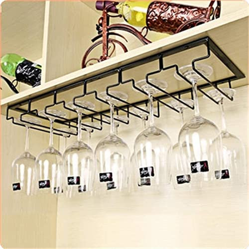 LINONI Porte-Verres Suspendu - Support de Verre à Vin avec 6 Rails pour 12-18 Verres, 60 x 22,5 x 5,5cm