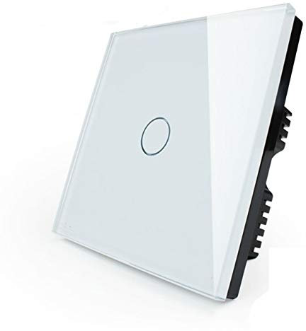 KONOQ Luxury Glass Panel Smart Touch Light Switch - ON/OFF Light Switch (1 Gang / 2 Way, White)