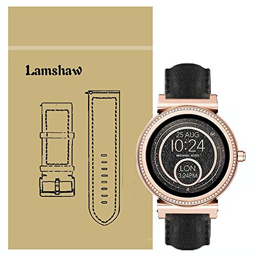 LvBu Armband Kompatibel mit Michael Kors Sofie, Quick Release Leder Classic Ersatz Uhrenarmband für Michael Kors Access Sofie Smartwatch (schwarz)