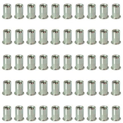 50 piezas de ruerca remachable de acero inoxidable (304) M4 M5 M6 M8 M10 cabeza plana con rayas verticales, con hoja de datos