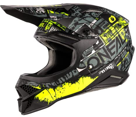 O'NEAL | Motocross-Helm | MX Enduro | ABS-Schale, Lüftungsöffnungen für optimale Belüftung & Kühlung | 3SRS Helmet Ride | Erwachsene | Schwarz Neon-Gelb | Größe L