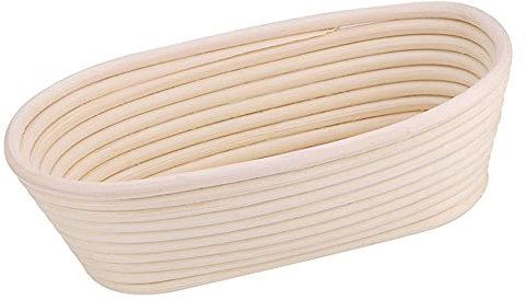 SANON Banneton Proofing Basket 10 Oval Bread Proofing Basket Natural Rattan Handmade Brotform Bowl for Bread Dough Rising - 25 x 14.5cm