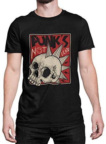 Punks not Dead Herren T-Shirt Hardcore Biker Shirt Totenkopf Schädel Rocker Tshirt für Männer Regular Fit Gr. XS-5XL