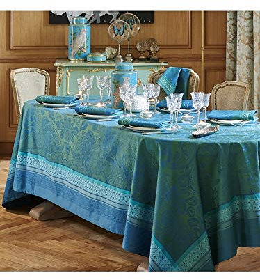 Garnier Thiebaut 24119 Tischdecke Isaphire Emeraude 174X364 Cm 100% Baumwolle