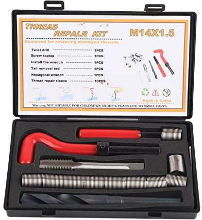 EVTSCAN Últimas 15 piezas de acero inoxidable M14x1.5 Insertos de rosca Hembra Kit de surtido de reparación de roscas