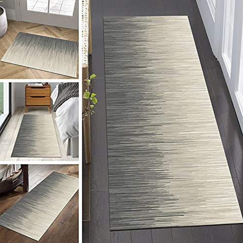 QQrunner Alfombra Pasillo Antideslizante por Metros Moderno Gris Alfombra Cocina Larga y Estrecha Lavable Lavadora Alfombra de Entrada Cuarto Sala,Largo y Ancho Personalizable