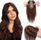 Clip in Extensions Echthaar Topper Extensions Echthaar Haarteile Echthaar Toupet für Frauen Toupee Haarteil 130% Dichte Hair Extensions 40cm-48g 04# Mittelbraun