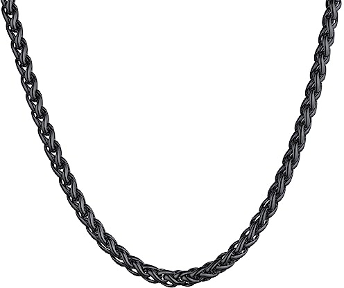 U7 klassische Weizenkette für Damen Herren Edelstahl/18k vergoldet Gliederkette Hip-Hop Kette 3/6/9mm breit Spiga Chain Necklace für Männer Jungen in 46/51/55/61/66/71/76cm