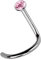Titan Nasenpiercing, Nasenstecker mit Spirale und Stein in 2,2 mm rosa, Stab 0,8 mm
