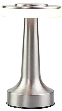 Asslye Tischlampe mit Berührungssensor, 3-Levels Brightness, Nachttischlampe, Wiederaufladbarer Akku bis zu 48 Stunden Nutzung für Kinderzimmer, Silber