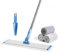 CQT Commercial Flat Microfiber Floor Mop Cleaning System 18 Inch Wet Dry and Dust Hardwood with 4 Washable Pads Cleaner for Laminate Tile Stainless Steel Handle and Extension (PT13-Blue)