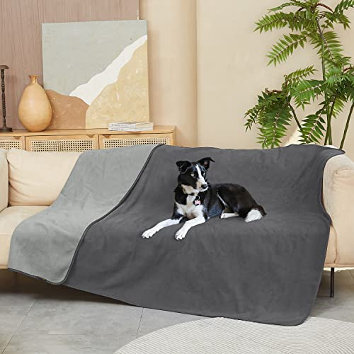 Kritter Planet Hundedecke Wasserdicht, Kuschelig Sex Decke, Urinbeständige Haustierdecke Waschbar Hundedecke für Sofa Bett Couch Autositz Möbel, XL Decke 203 x 152 cm, Hellgrau/Dunkelgrau