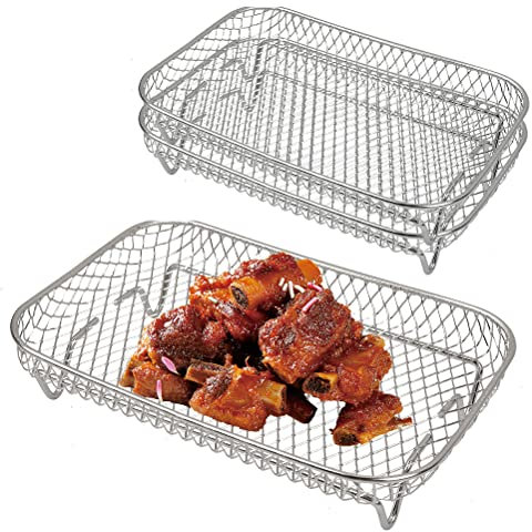 3 Tier Ninja Air Fryer Rack, 304 Stainless Steel Multi-Layer Stackable Dehydrator Rack Accessory