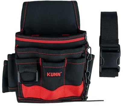 KUNN Elektriker-Werkzeugtasche mit Hüftgurt, langlebig, multifunktional, kleine Tasche für Werkzeug-Organisation und Aufbewahrung, Rot