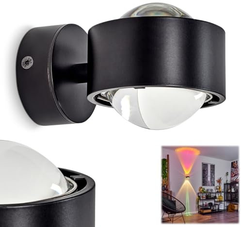 Wandleuchte Sapri, moderner Wandstrahler aus Metall/Glas in Schwarz/Klar, 1 x G9, ohne Leuchtmittel, Wandspot mit tollem Lichteffekt, Up&Down Leuchte, Lieferumfang: 1 x Farbfilter magenta