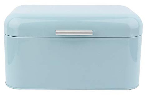 Retro Metal Bread Bin Box, Solid Color Bread Boxes with Lids Bread Storage Crispbread Box Large Capacity Kitchen Storage Container Keep Long and Fresh, 30.5 x 20 x 16cm(Blue)