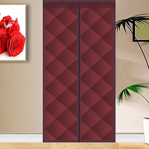 Wärmeschutzvorhang Winter Magnetisch Isolier Schutz Panel-Isolierung Türvorhang Thermo kälteschutz Filz Wasserdicht Winddicht Geräuschisolierung für Balkontür Wohnzimmer135x240cm Rot