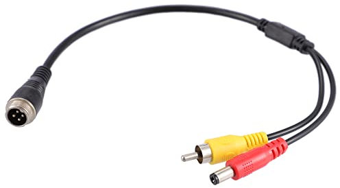 X AUTOHAUX 1pcs Car Camera Adapter 4 Pin to RCA Adapter 12.71mm 4-Pin Male to RCA AV DC Male Connector Wire Monitor Video Cable Adapter