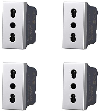 4 enchufes bipaso compatibles con Bticino Axolute (gris)