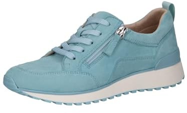 CAPRICE Damen Sneaker flach aus Leder mit Reißverschluss, Blau (Lt.Blue Suede), 40 EU