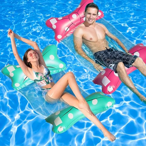 Aufblasbare Wasserhängematte,2 Stück luftmatratze Wasser,Luftmatratze Pool Wasserhängematte Schwimmnudel Erwachsene,Aufblasbares Schwimmbett, 4 in1 Aufblasbare Hängematte Pool Spielzeug für Erwachsene