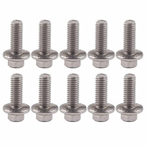 Akozon Juego de 10 tornillos hexagonales de acero inoxidable M6 (16 mm, 20 mm, 25 mm, 30 mm, 35 mm) | Arandelas de tapa resistentes a la corrosión para uso industrial y doméstico