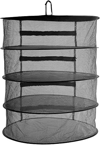 Halatua Essiccatore per piante sospese - Appendiabiti in rete per essiccatore per erbacce a 4 strati,Cestino pieghevole per raccolta a rete secca con cerniera per forniture da giardino per alimenti
