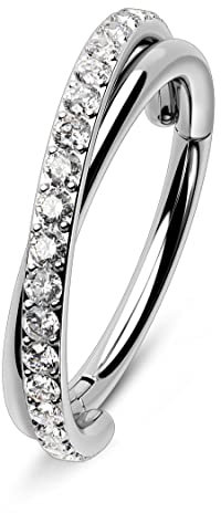 Melighting Titan Helix Piercing 20G Knorpelohrringe Zweireihig Nasenringe Septum Piercings Titan Nasenpiercing Conch, Helix, Tragus, Rook Hinged Segment Ring 6mm/8mm/10mm
