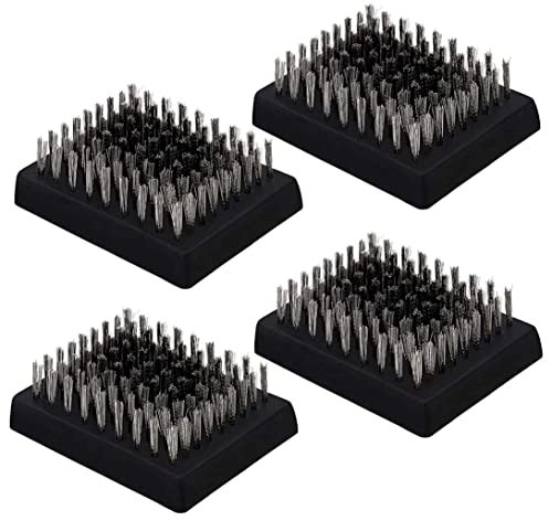 Sanfiyya 4Pcs Tête de Brosse à Barbecue, tête de Remplacement de Brosse à Gril, tête de Brosse de Nettoyage de Gril à Poils métalliques, tête de Brosse de Nettoyage de Barbecue