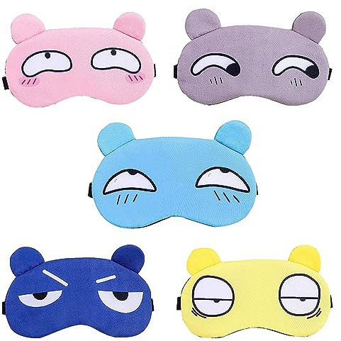 5 Pcs Kids Sleep Mask, Kids Eye Masks for Sleeping, Blackout Eye Masks for Sleeping with Adjustable Strap, Eye Cover Blindfold for Night Travel Nap Train Flight (5 Colors)