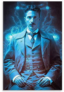 KHAMEO Nikola Tesla Kunstposter (20) Leinwand-Poster, dekoratives Gemälde, Leinwand-Wandposter und Kunstdruck, modernes Familienschlafzimmer-Dekor-Poster, 20 x 30 cm