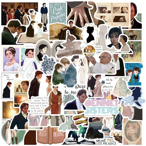 50 Stück Pride and Prejudice Aufkleber für Koffer, Skateboard, Laptop, Computer, Wasserflaschen, Auto, Teenager, Jungen, Mädchen, Aufkleber, wasserdicht