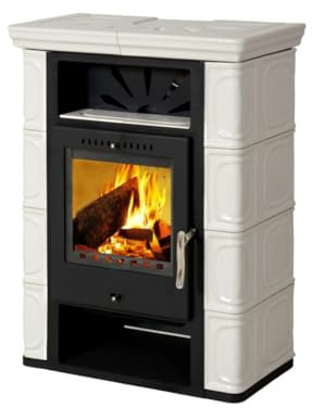 THORMA Kaminofen | BORGHOLM black/TOP Keramik | Elfenbein | 7 kW